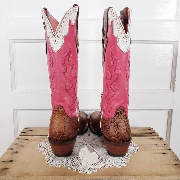 🌸AvaiLable🌸inQuire pLease🌸Vtg Pink ARIAT Crossfire Caliente Cowgirl Boots - Picture 4 of 16